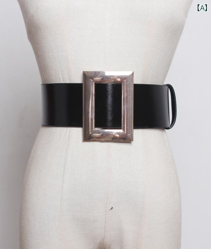 ベルト レディース おしゃれ 秋 ピン バックル ウエスト ベルト アメリカン スリム 装飾 ワイド 黒 ファッション 装飾品 2