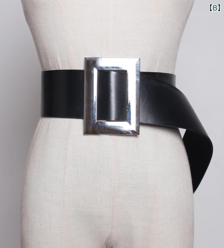 ベルト レディース おしゃれ 秋 ピン バックル ウエスト ベルト アメリカン スリム 装飾 ワイド 黒 ファッション 装飾品 3