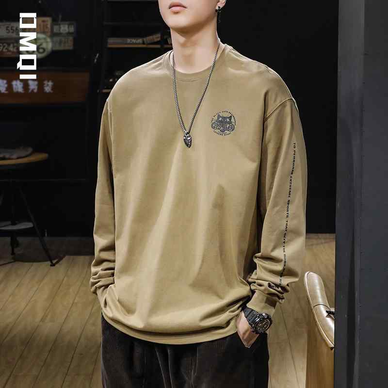 メンズ ロンT トレーナー 厚手 綿 春秋 アメリカン レトロ ラウンドネック 長袖 Tシャツ ゆったり 大きめサイズ 春