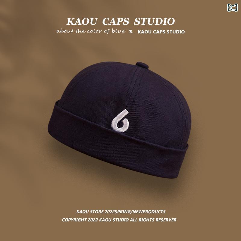 ドームキャップ 帽子 男性 イン 韓国 春秋 家主 和風 つばなし ギャング レトロ ストリート メロン 女性 3