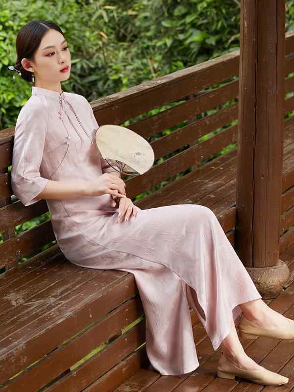 チャイナ風 チャイナドレス 夏 ピンク レディース 婦人服 普段使い シンプル レトロ スリット