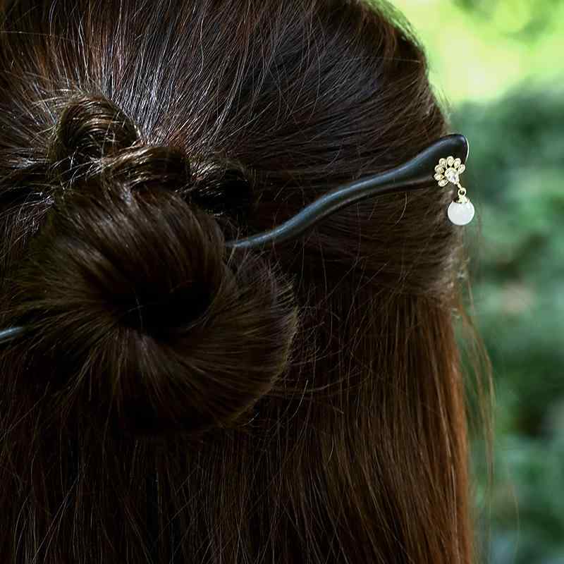 レトロ 黒白檀 チャイナ かんざし レディース 夏 漢服 帽子 かんざし ステップ ロッカー かんざし アクセサリー チャイナドレス お団子ヘア