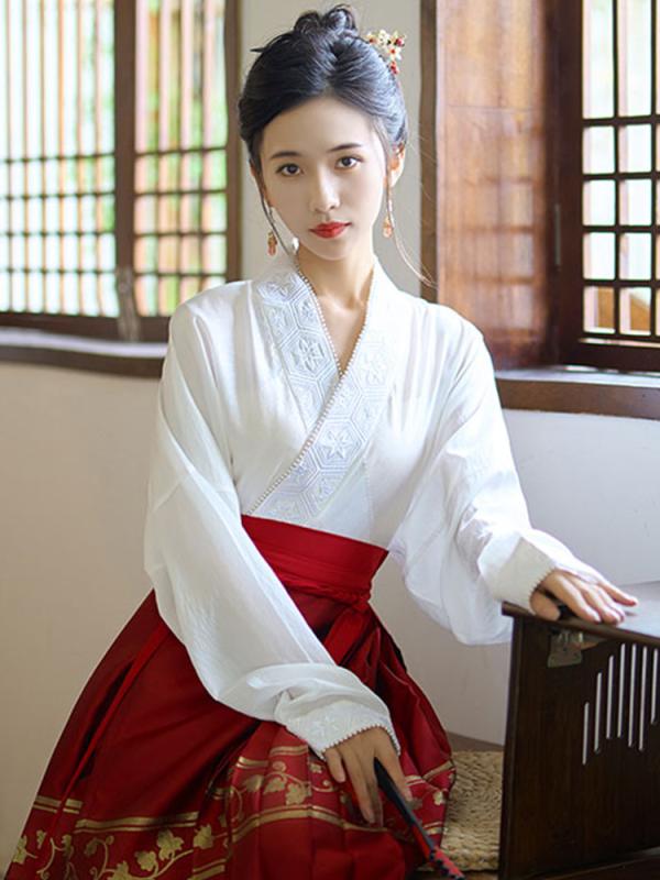 シャツ レディース 秋 冬 長袖 トップス エキゾチック チャイナ風 V ネック クロス カラー 漢服 飛行機袖