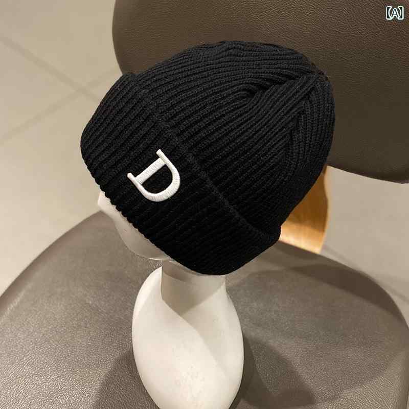 ニット帽 女性用 帽子 太い 文字 小さい ウール 韓国 秋冬 暖かい 耳保護 ニット 帽 男性用