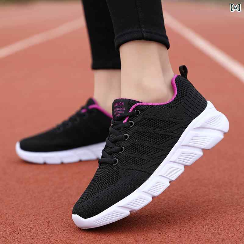 レディース シューズ スポーツ 通気性 メッシュ 軽量 ソフト ソール ランニング(4.0)