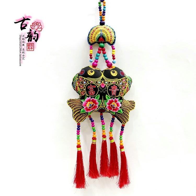 壁掛け 民芸品 吊り下げ 刺繍 装飾品 サシェ エスニック ペンダント 雑貨 小物 アンティーク 昔 レトロ