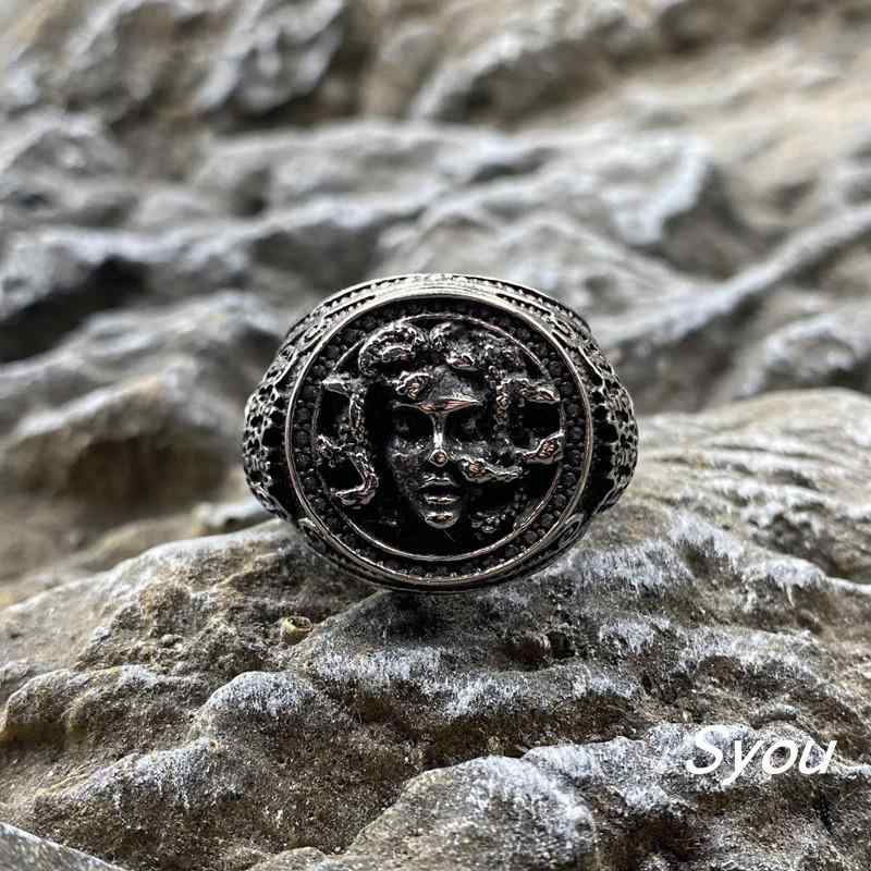 指輪 メデューサ スネーク ガール チタン鋼 個性 パンク アメリカ リング ニュートラル メンズ ジュエリー アクセサリー