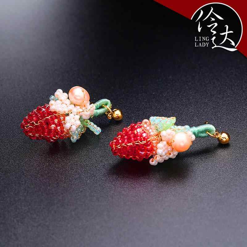 ピアス おしゃれ 韓国 ファッション イチゴ ピアス 赤 レディライク 耳 ジュエリー レディース アクセサリー 装飾品