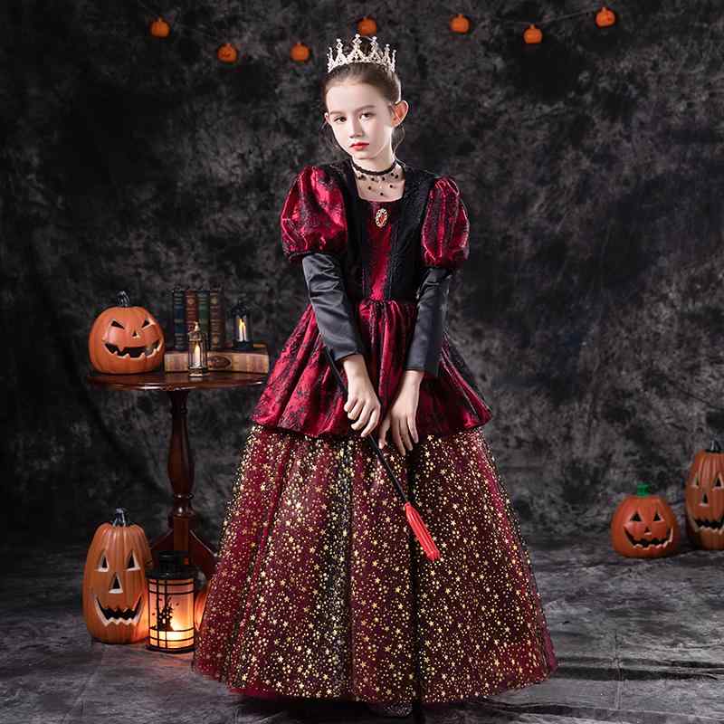子供服 女の子 プリンセス ドレス ファッション オールシーズン ポリエステル ハロウィン コスプレ 女王 仮装 ロング スカート