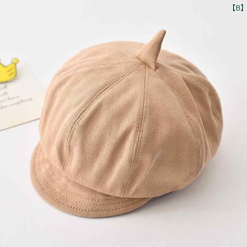 ベビー ベレー帽子 キャップ つば 無地 レトロ 小物 日除け 頭 ヘッド 保護 雑貨 ...