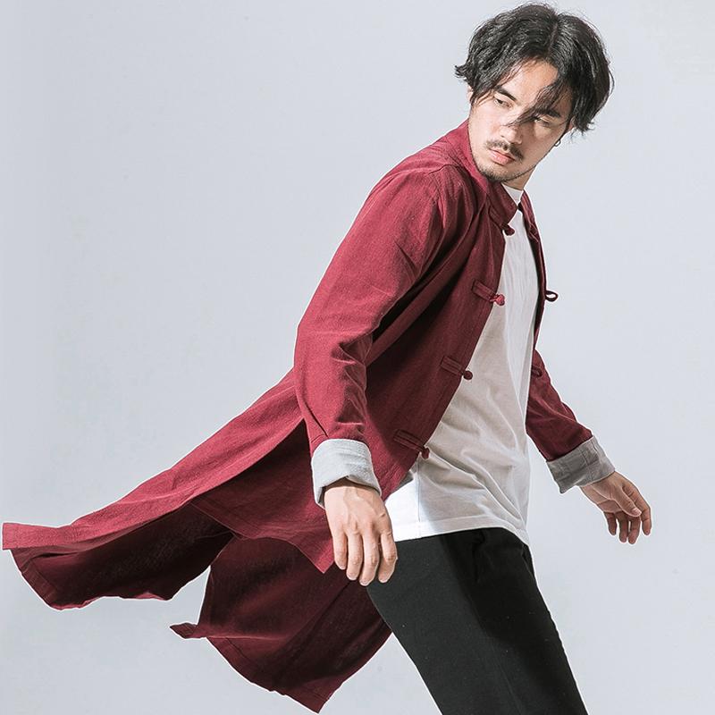 ジャケット メンズ 春 カジュアル アンティーク 綿麻 トップス ミドル丈 フェイク ツーピース ウィンドブレーカー 茶屋 作業着 若々しい マント