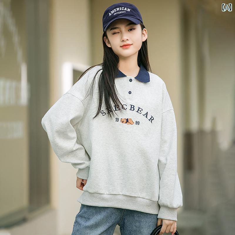 トレーナー スウェットシャツ 春秋 カレッジ カジュアル レジャー アウトドア 休日 中学 高校 学生 JK 女の子 レディース