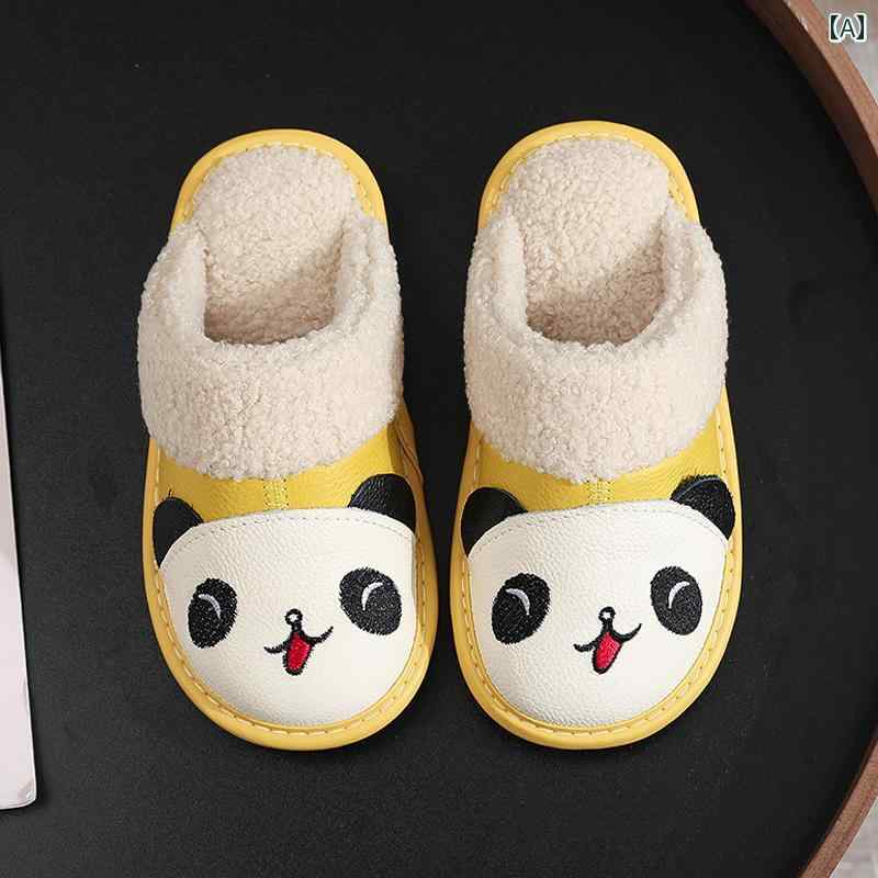 室内 スリッパ 快適 暖かい ルームシューズ レディース メンズ 革 かわいい パンダ 子供 綿 冬 屋内 ホ..