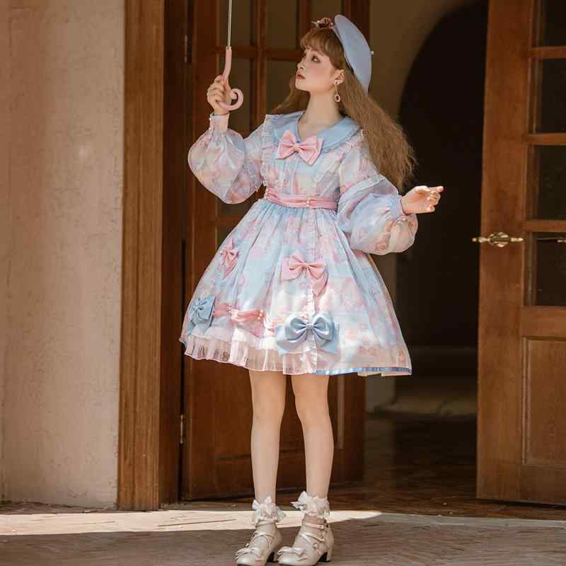 ロリータ ドレス プリンセス Aライン ヴィクトリアン 調 お姫様 おぎ話 リボン フリル 装飾 ファッション ドール