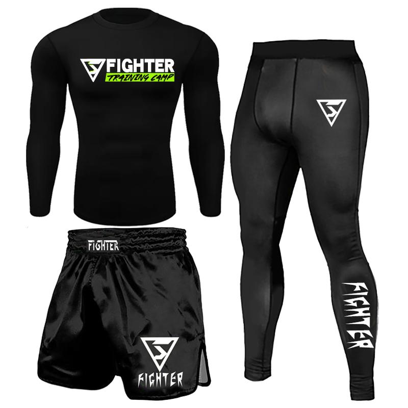 Tシャツ タイツ ボクサーパンツ 3点セット 圧縮パンツ ボクシングウェア トレーニングウェア ジム スポーツウェア メンズ