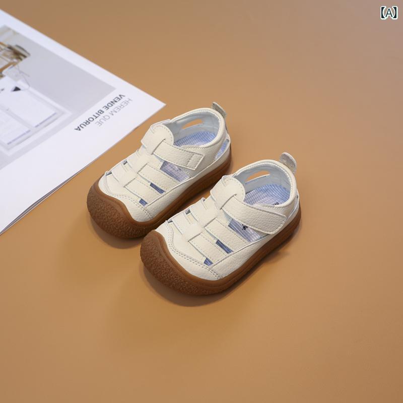 ベビー キッズ シューズ 夏 レザー サンダル ローマン メンズ レディース兼 夏 通気性 滑りにくい ソフトソール トゥキャップ 赤ちゃん 歩行訓練 幼児 靴 子供