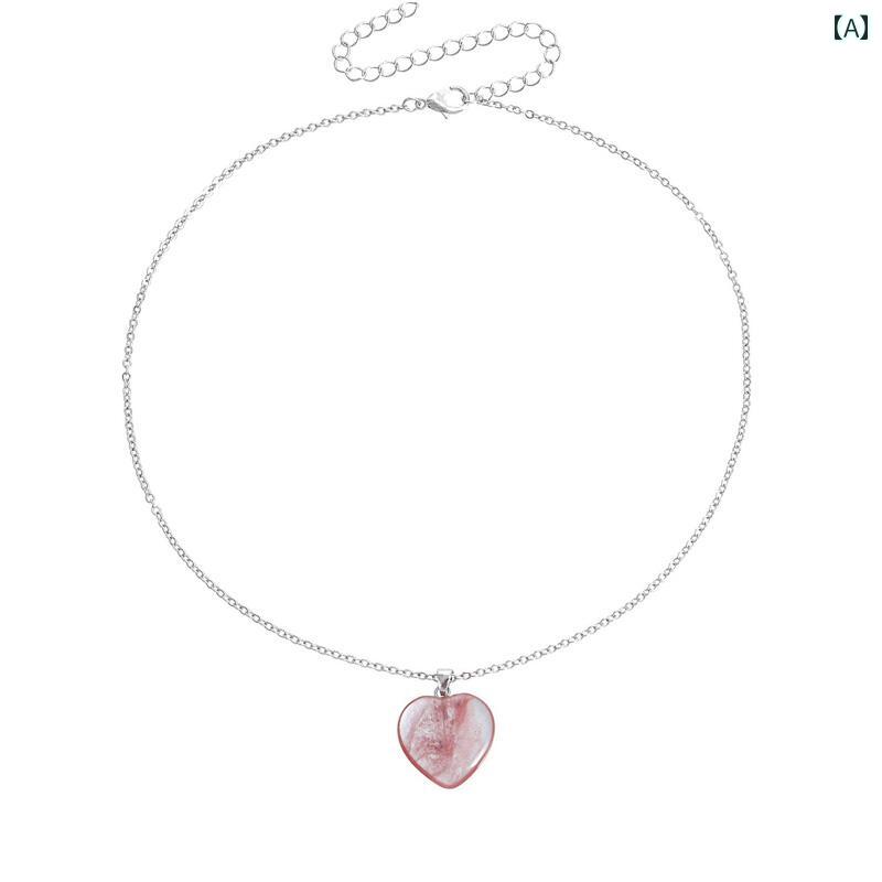 レディース ネックレス アクセサリー 水着 ビキニ サマー ビーチ プール ボヘミアン エスニック ハート型 石 オパール ターコイズ ホワイト ストロベリー クリスタル ラブ