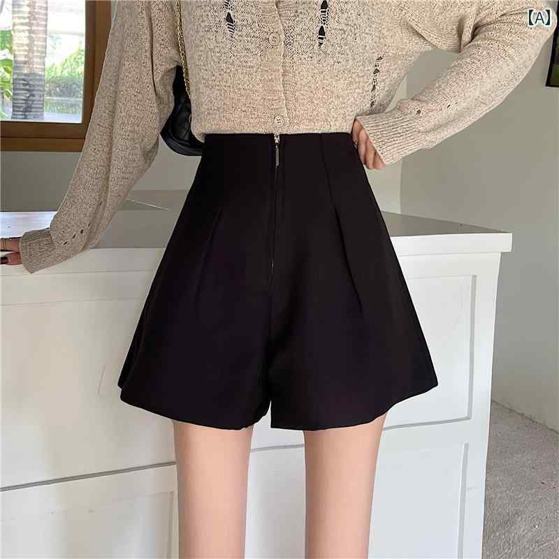 カジュアル パンツ ぽっちゃり 女の子 大きいサイズ ハイウエスト ジッパー ブラック ショーツ スリム ..