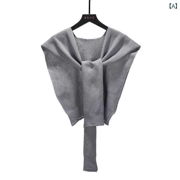 レディース ファッション ソリッドカラー 結び目 エアコン ルーム ショール 春 アウター ニット スカーフ ネック プロテクター(4)