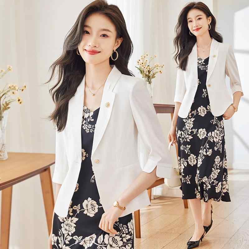 Rakuten - レディース 五分袖 ジャケット 上着 アウター 通勤 仕事着 ビジネス 式典 スタイリッシュ 上品 きれいめ かわいい 大人 デート イベント パーティー セレモニー 祝賀 会食 ディナー フォーマル 衣装