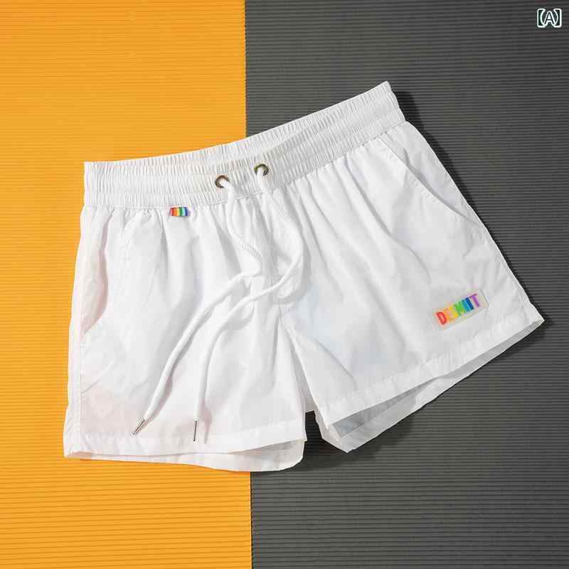 ビーチ ショーツ メンズ ひんやり 涼しい 快適 速乾 夏 薄手 フィットネス ランニング カジュアル パン..