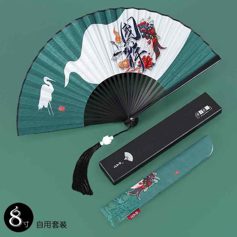 扇子 8インチ チャイナ風景画 レトロ メンズ 漢服 ポータブル ファン 夏 扇 団扇 韓国 ダンス 舞踊