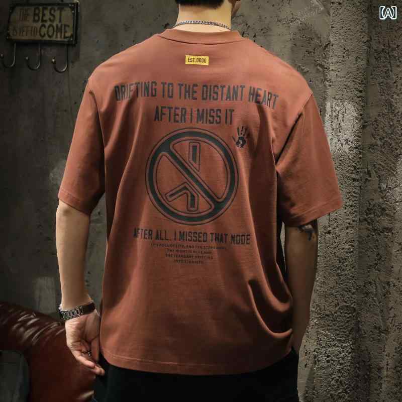 トップス シャツ Tシャツ メンズ カジュアル ストリート ゆったり レトロ 半袖 夏 イン プリント 半袖 ..