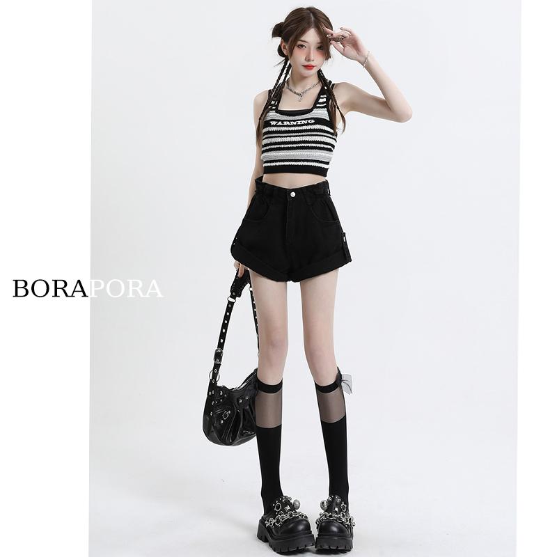 Short Pants - パンツ デニムパンツ レディース 女性 黒 ワイド レッグ デニムショートパンツ 夏 薄手 カール a ライン 多目的 ホット ガールズ