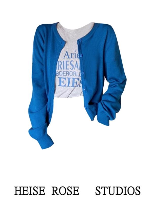 トップス スカート レディース クラインブルー ニットカーディガン 女性 秋 スリムフィット 多目的 シンプル グレー スーツ