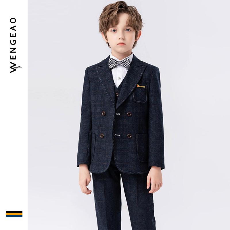 フォーマル スーツ キッズ 子供服 発表会 おしゃれ ファッション ドレス 男の子 秋冬 韓国 フラワーガール パフォーマンス ホスト セット ブリティッシュ チェック ボーイズ