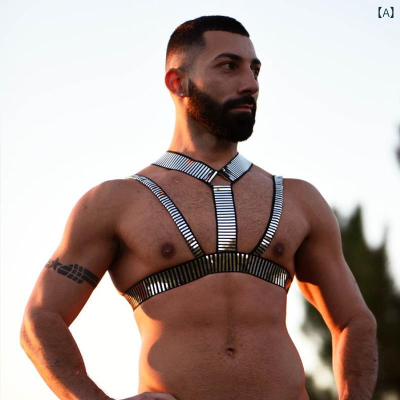 メンズ 大きめ 胸紐 筋肉 マッスル セクシー 下着 魅力 ワンピース 拘束 ベルト