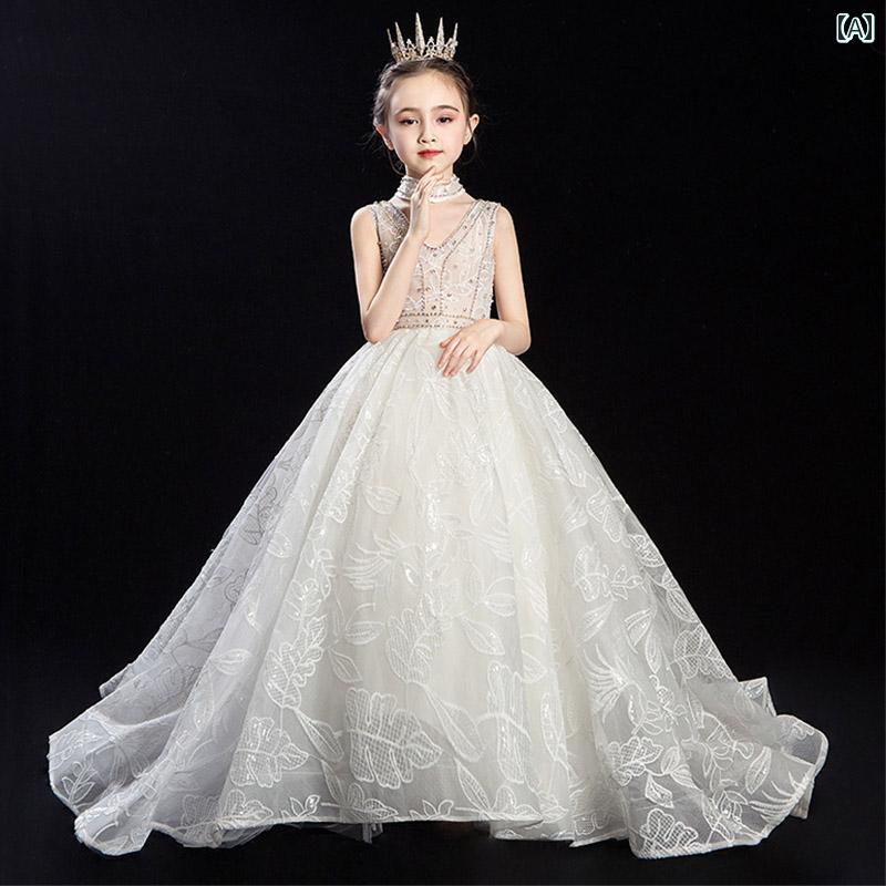 パーティードレス 女の子 イブニング チュチュスカート プリンセス フラワーガール 発表会 礼服 パフォ..