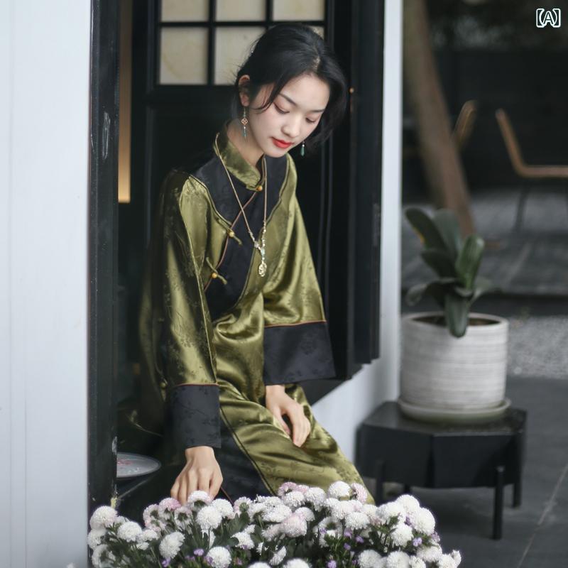 レディース 春 チャイナ風 トップス 古 銭 バックル チャイナ風 茶師 チャイナ トップス 瞑想 中国風 華やか ゆったり リラックス着