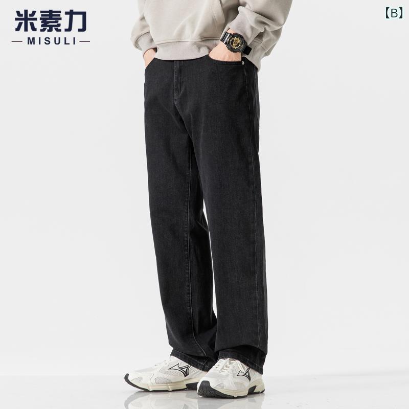 メンズ デニム ロングパンツ ストレート 韓国 カジュアル ストリート おしゃれ 着やい 動きやい 快適 イベント レジャー アウトドア キャンプ
