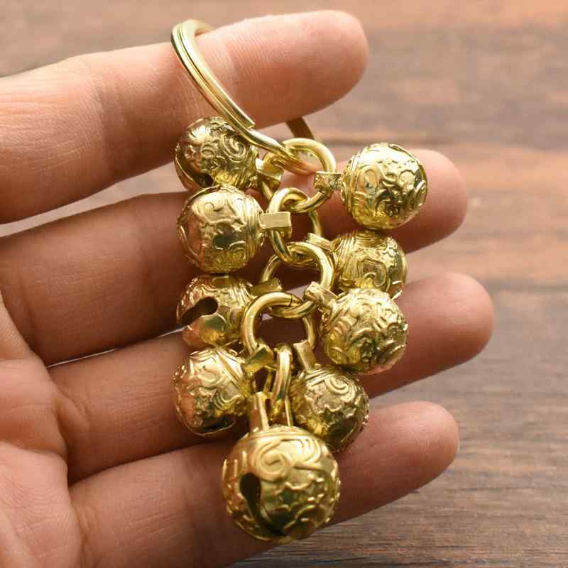 ペンダント 中国風 アクセサリー 真鍮 ベル キーホルダー メンズ ペンダント レデイー スキー チェーン 銅 ベル 車 キーペンダント