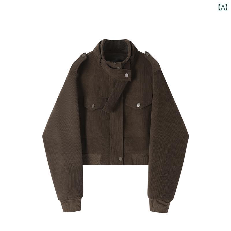 レディース カジュアル ファッション 着痩せ 美しい ジャケット 秋冬 厚手 スタンドカラー トップス