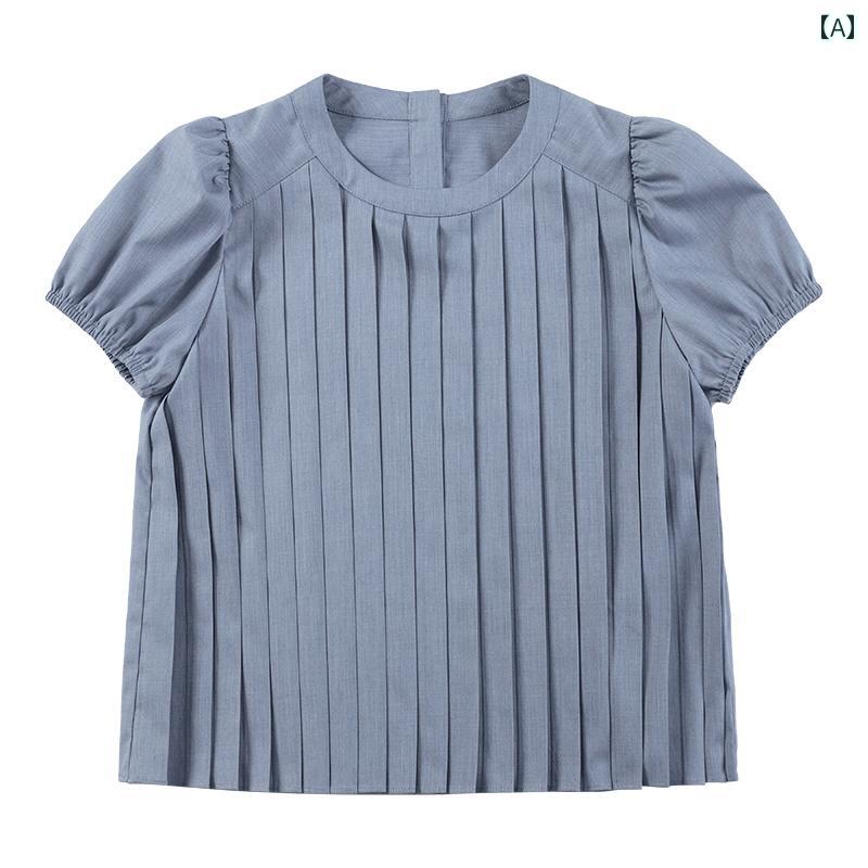 Tシャツ キッズ おしゃれ ナチュラル 子供服 夏 肌に優しい 通気性 滑らか 立体 プリーツ パフスリーブ 親子 半袖