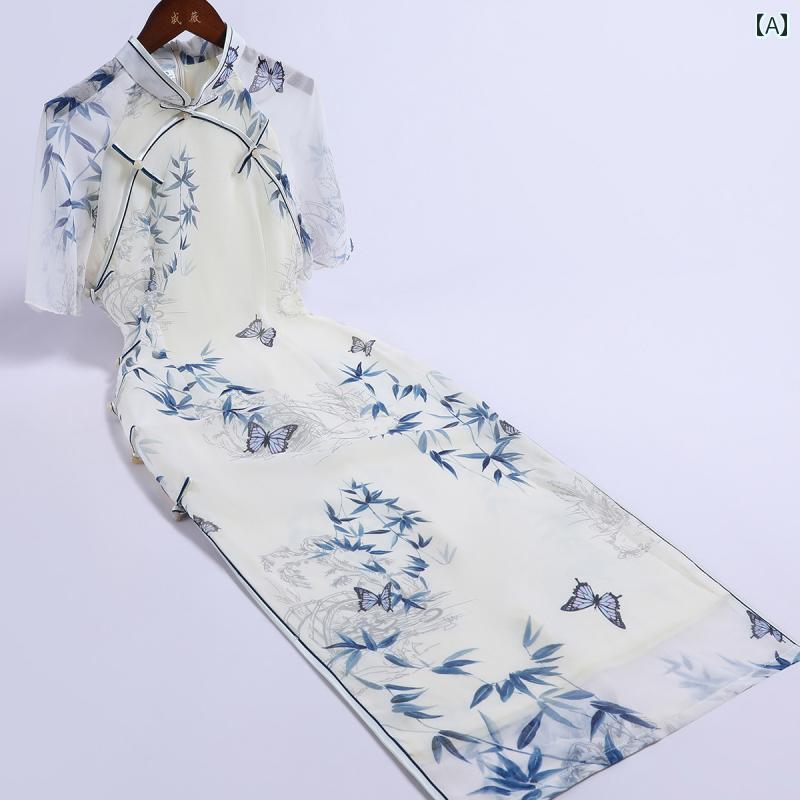 レディース 夏 ワンピースドレス パフォーマンス 撮影 衣装 コスプレ かわいい チャイナ ドレス 上品 洗練 ガールズ エレガント 民族風(4)