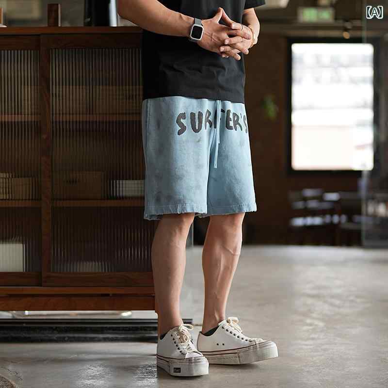 ハーフパンツ メンズ 半ズボン レジャー ビーチ アウトドア パンツ ショートパンツ 夏 アメリカン レトロ コットン カジュアル
