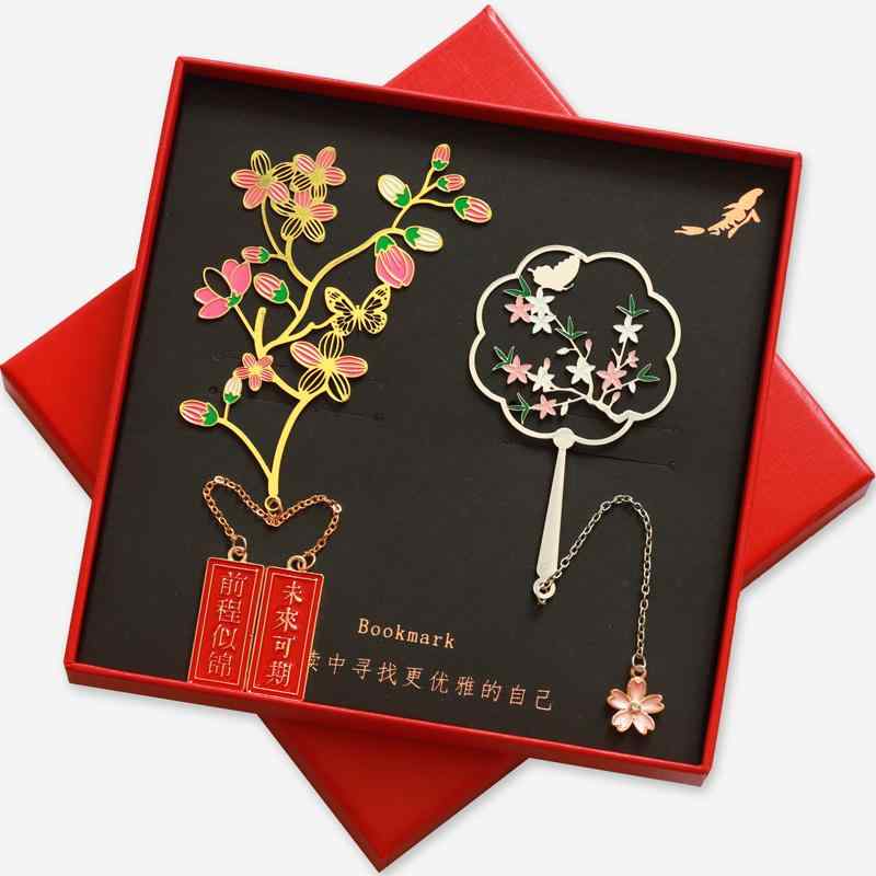 し おしゃれ 桃の花 レディース メンズ 文房具 オールシーズン ブック マーク 栞 チャイナ風 銅 贈り物