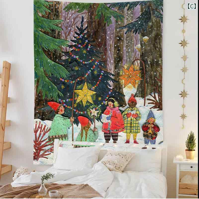 タペストリー 壁掛け ウォールデコ インテリア アクセサリー キャンバス ホリデーデコレーション 背景 写真撮影 おしゃれ クリスマス