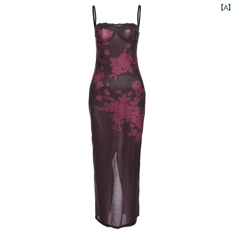 レディース ワンピース アメリカン レトロ カラフル 魅惑的 ホルターネック ドレス 背中 開いた スリム 胸巻き ロング スカート