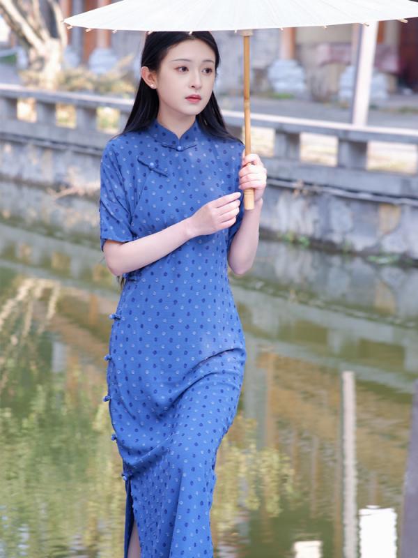 チャイナドレス レディース ジャカード コットン フル カーディガン チャイナ ドレス 春夏 レトロ 丈 女の子