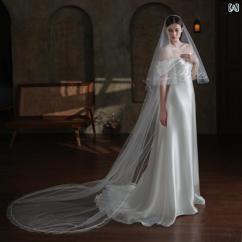 ウエディング ベール フレンチレースロング ブライダル 頭飾り 上品 フェアリー かわいい エレガント ..