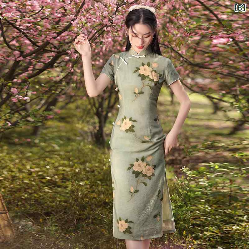 ドレス チャイナ コスプレ パフォーマンス 撮影 衣装 レディース 女性 夏 フレッシュ ガールズ ハイエンド エレガント レトロ ロング