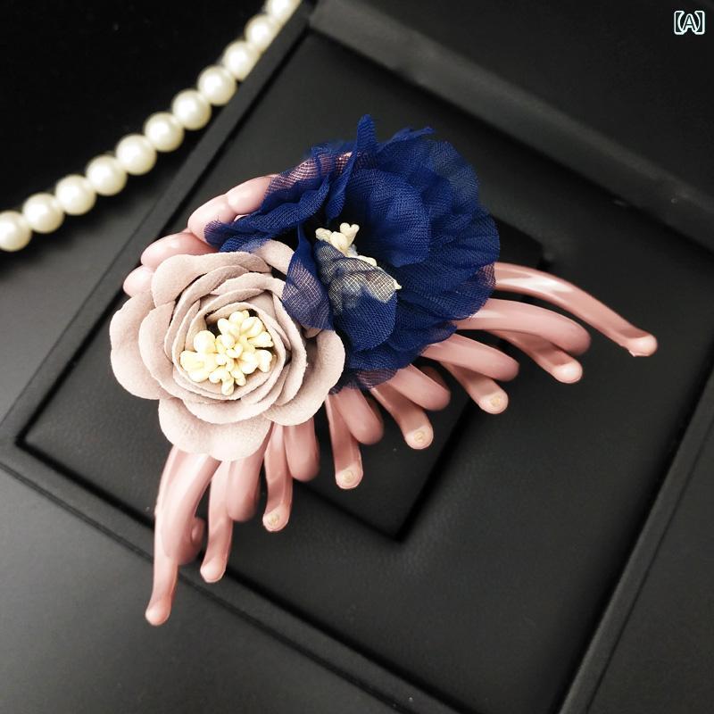 ヘアクリップ レディース ファッション ヘア アクセサリー オールシーズン 韓国 エレガント フラワー グラバー クリップ