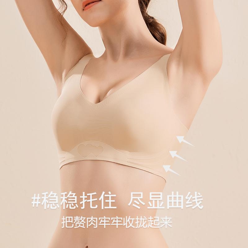 ブラジャー シームレス 大きめサイズ 下着 大きめ 胸 レディース 夏 薄手 横乳 ワイヤー 美ボディメイク バストアップ ボリュームアップブラ 厚さ約01cm