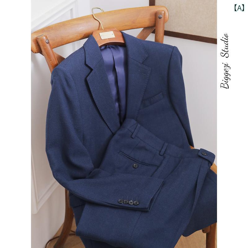 メンズ スーツ ジャケット パンツ おしゃれ スタイリッシュ 英国風 レトロ スリム ビジネス カジュアル ヘリンボーン シングルブレスト デイリー スリム 紳士