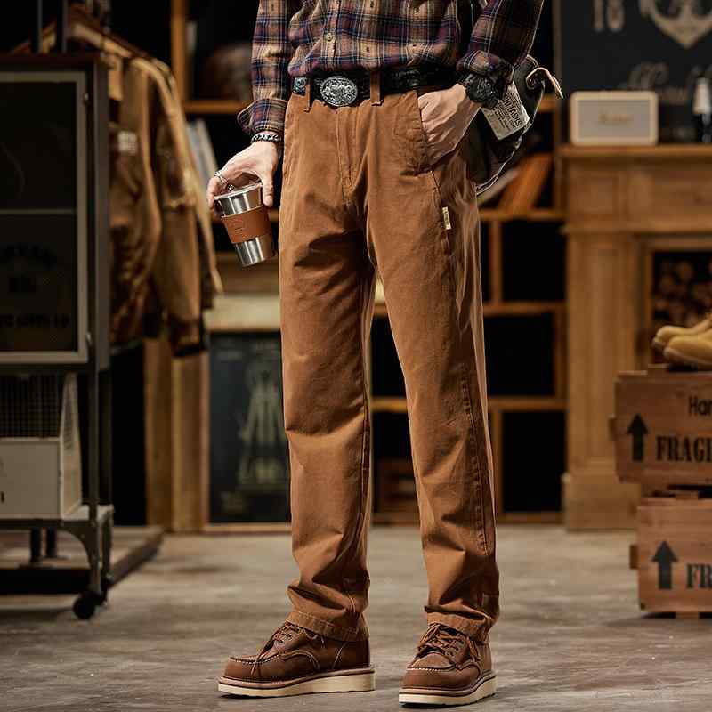 パンツ メンズ 秋冬 アメリカン ヘビーウェイト レトロ カジュアル 男性用 ゆったり ワイド アウトドア ストレート ワークパンツ 作業 ズボン アウトドア