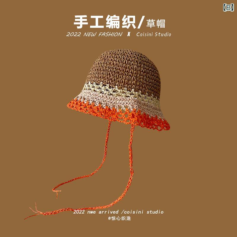 帽子 デザイナー 手織り 麦わら帽子 レディース 夏 旅行 日よけ 日焼け防止 麦わら...